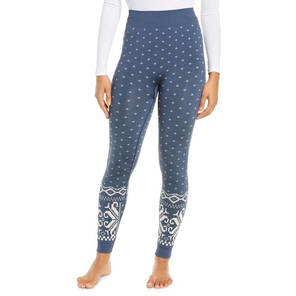 Sweaty Betty Pants & Jumpsuits Sweaty Betty Thermal Base Layer Leggings Blue Fair Isle Size
